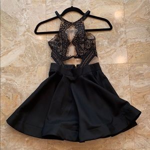 Black Lace Halter Dress